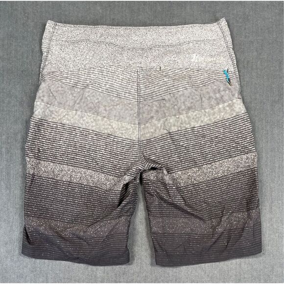 Hurley Board Shorts Men 29 Gray Black Swim Trunks Surf Beach Athletic Quick Dry - Picture 8 of 11